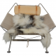 Hans Wegner Flagline chair with a natural leather cushion