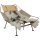 Hans Wegner Flagline chair with a natural leather cushion