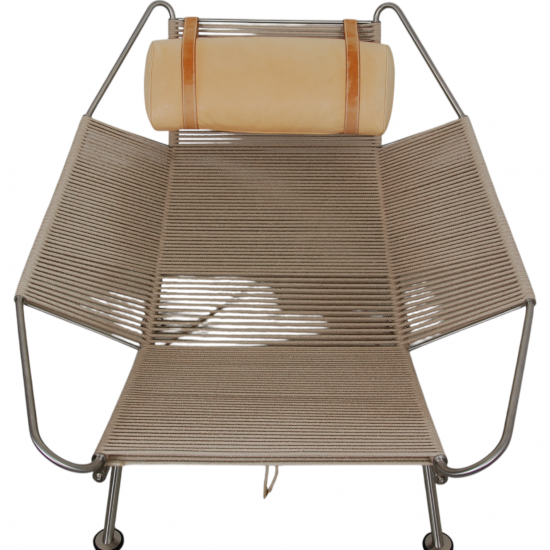 Hans Wegner Flagline chair with a natural leather cushion