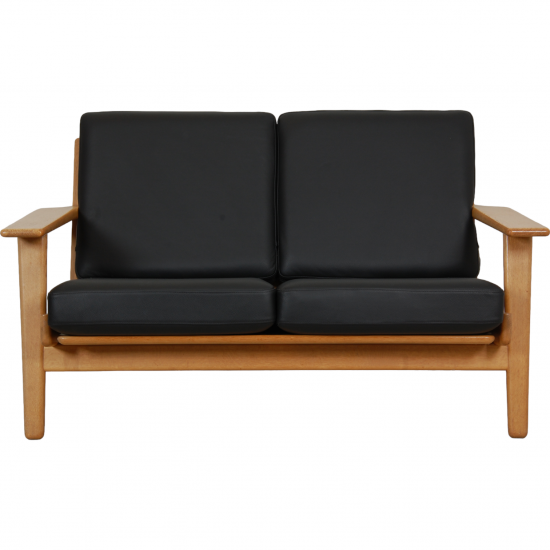 Hans Wegner 2.seater GE-290 sofa in black bizon leather