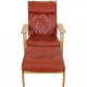 Hans Wegner Ge-290a lounge chair with ottoman in red leather