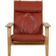 Hans Wegner Ge-290a lounge chair with ottoman in red leather