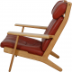 Hans Wegner GE-290a loungestol med skammel i rødt læder