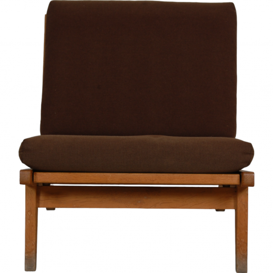 Hans Wegner GE-370 chair with brown fabric cushions