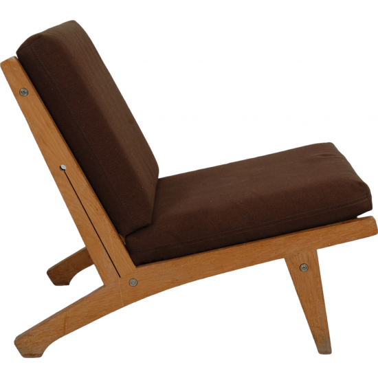 Hans Wegner GE-370 chair with brown fabric cushions