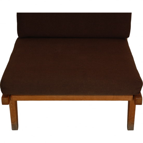 Hans Wegner GE-370 chair with brown fabric cushions