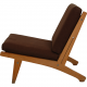 Hans Wegner GE-370 chair with brown fabric cushions