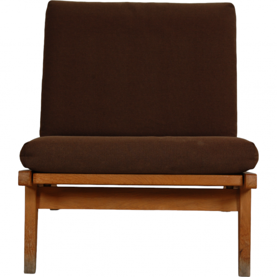 Hans Wegner GE-370 chair with brown fabric cushions