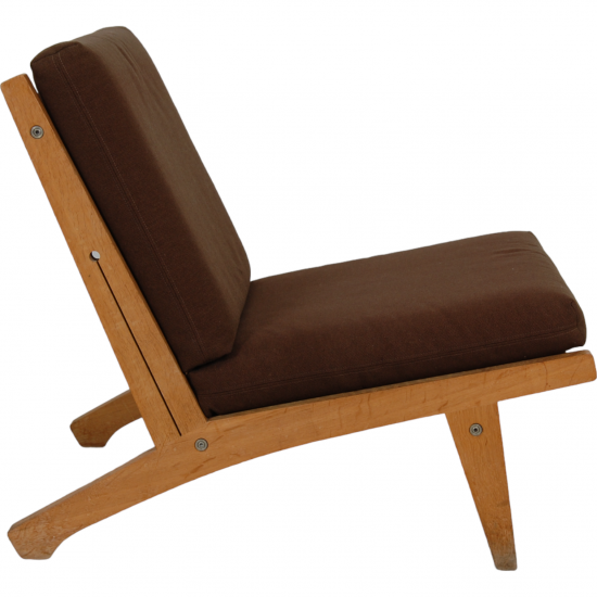 Hans Wegner GE-370 chair with brown fabric cushions