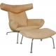 Hans Wegner Ox chair with stool in natural leather