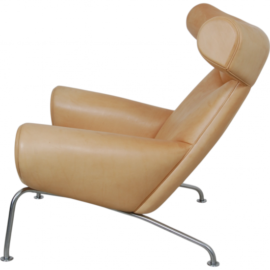 Hans Wegner Ox chair with stool in natural leather