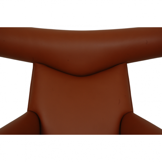 Hans Wegner Ox chair reupholstered in walnut nevada anilin leather