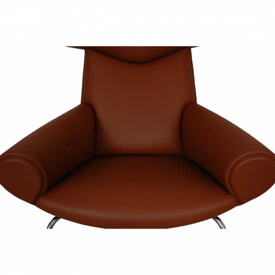 Hans Wegner Ox chair reupholstered in walnut nevada anilin leather