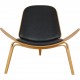 Hans Wegner Shell chair of oak and black leather