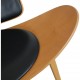 Hans Wegner Shell chair af eg og sort læder