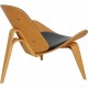 Hans Wegner Shell chair of oak and black leather