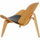 Hans Wegner Shell chair of oak and black leather