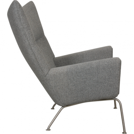 Hans Wegner CH445 Wingchair with stool in grey Hallingdal fabric