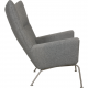 Hans Wegner CH445 Wingchair with stool in grey Hallingdal fabric