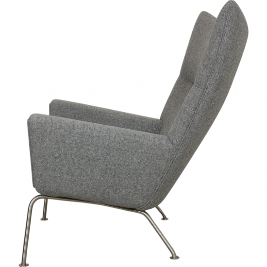 Hans Wegner CH445 Wingchair med skammel i gråt Hallingdal stof