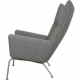 Hans Wegner CH445 Wingchair with stool in grey Hallingdal fabric