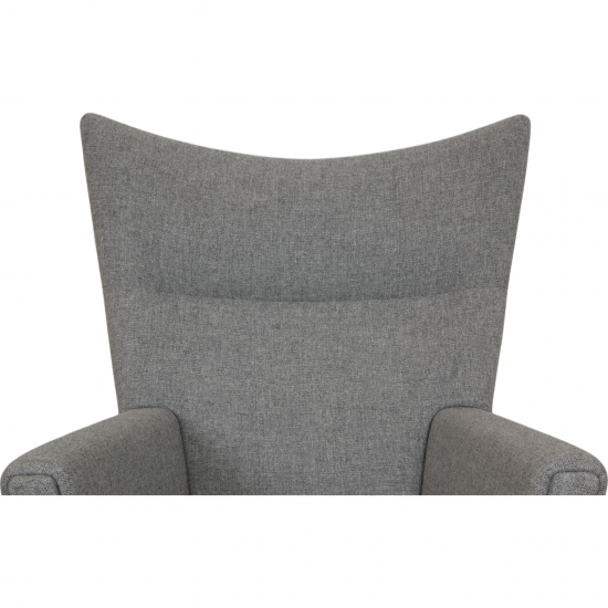 Hans Wegner CH445 Wingchair with stool in grey Hallingdal fabric