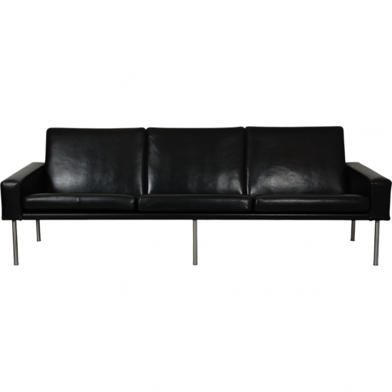 Hans Wegner AP34 3-seater airport sofa in black leather