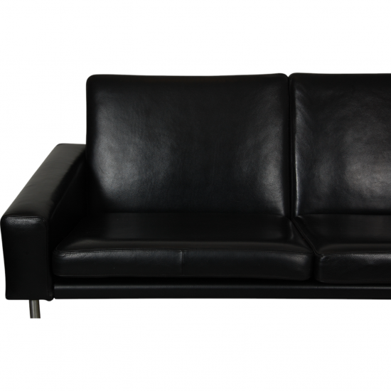 Hans Wegner AP34 3-seater airport sofa in black leather