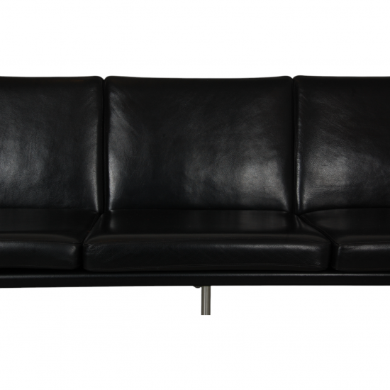 Hans Wegner AP34 3-seater airport sofa in black leather