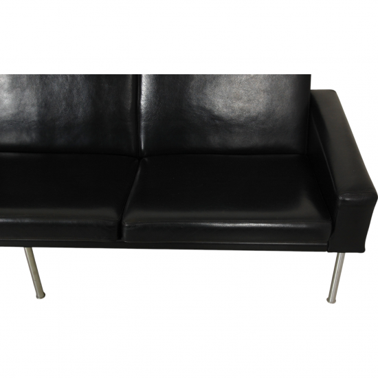 Hans Wegner AP34 3-seater airport sofa in black leather