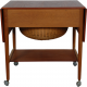 Hans Wegner Sewingtable with wheels of teak and oak