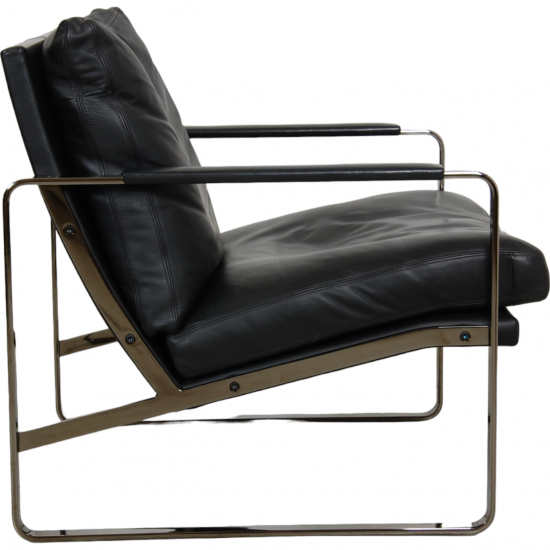 Preben Fabricius Conversation chair model 710 in black leather