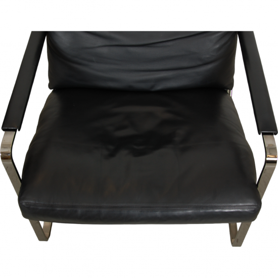 Preben Fabricius Conversation chair model 710 in black leather