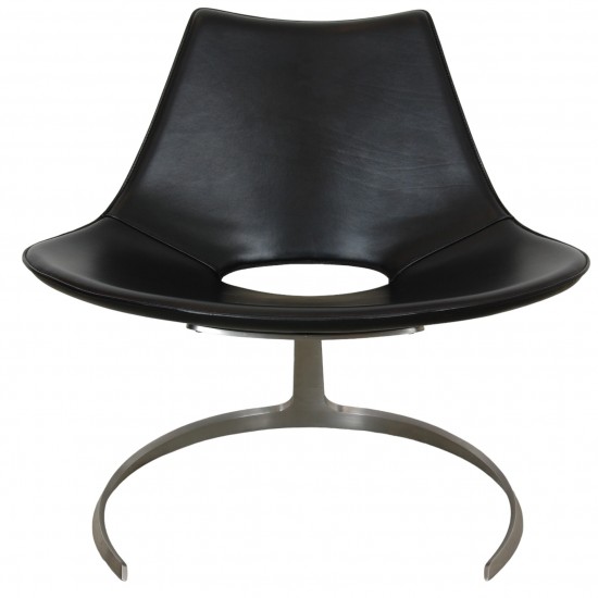 Fabricius and Kastholm Scimitar chair in black leather no. 20 