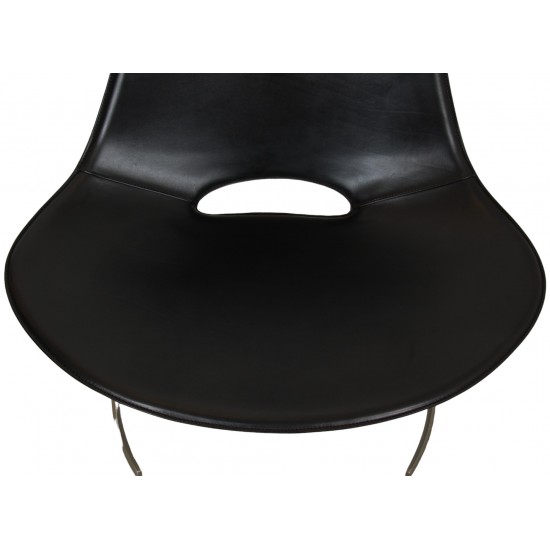 Fabricius and Kastholm Scimitar chair in black leather no. 20 