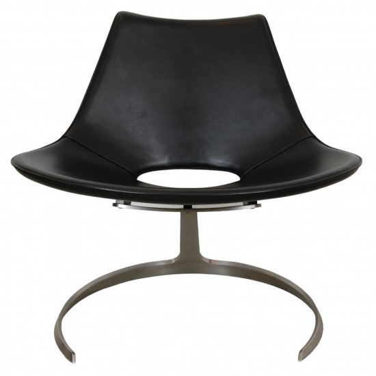 Fabricius and Kastholm Scimitar chair in black leather no. 23