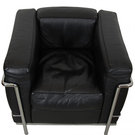 Le Corbusier LC-2 lounge chair in black Pelle leather