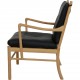 Ole Wanscher Colonial chair in oak and black leather