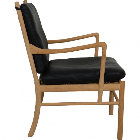 Ole Wanscher Colonial chair in oak and black leather