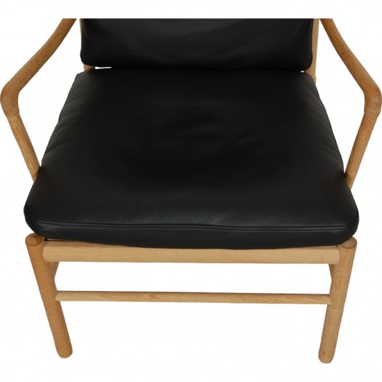 Ole Wanscher Colonial chair in oak and black leather