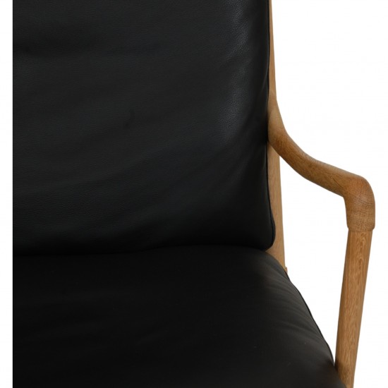 Ole Wanscher Colonial chair in oak and black leather