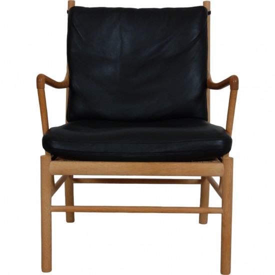 Ole Wanscher Colonial chair of oak and black leather