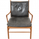 Ole Wanscher Colonial chair in black leather and walnut