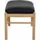 Ole Wanscher Colonial stool of oak and black leather