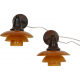 Poul Henningsen set wall lamps with amber glass shades