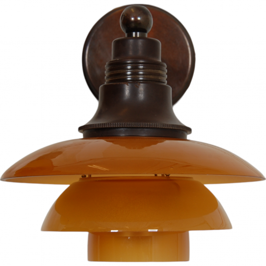 Poul Henningsen set wall lamps with amber glass shades