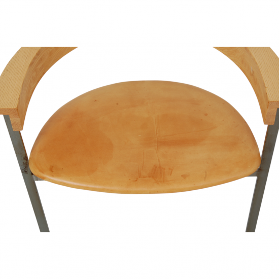 Poul Kjærholm PK-11 chair in patinated natural leather