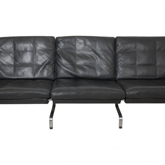 Poul Kjærholm PK-31/3 3.pers sofa i sort aura læder