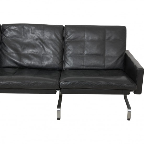 Poul Kjærholm PK-31/3 3.pers sofa i sort aura læder