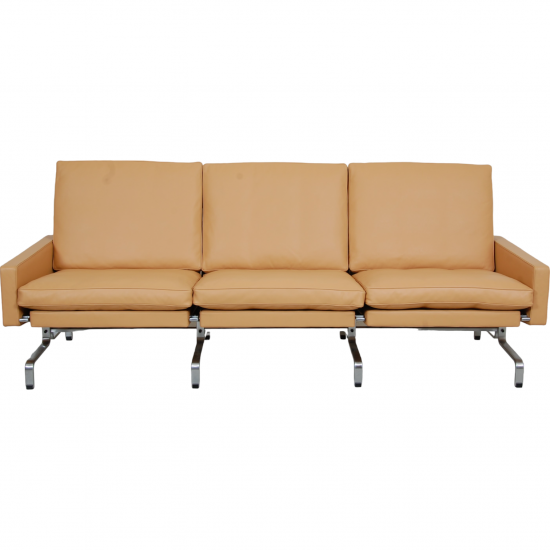 Poul Kjærholm 3.seater PK-31 sofa reupholstered in Nevada sand leather